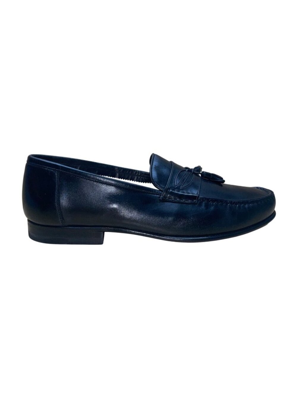 Santoni Men’s Black Leather Tassel Formal Slip-On Dallas Loafers Size 11 EE